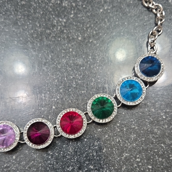 Paparazzi Silver Necklace with Multicolor Gems - Picture 3 of 4